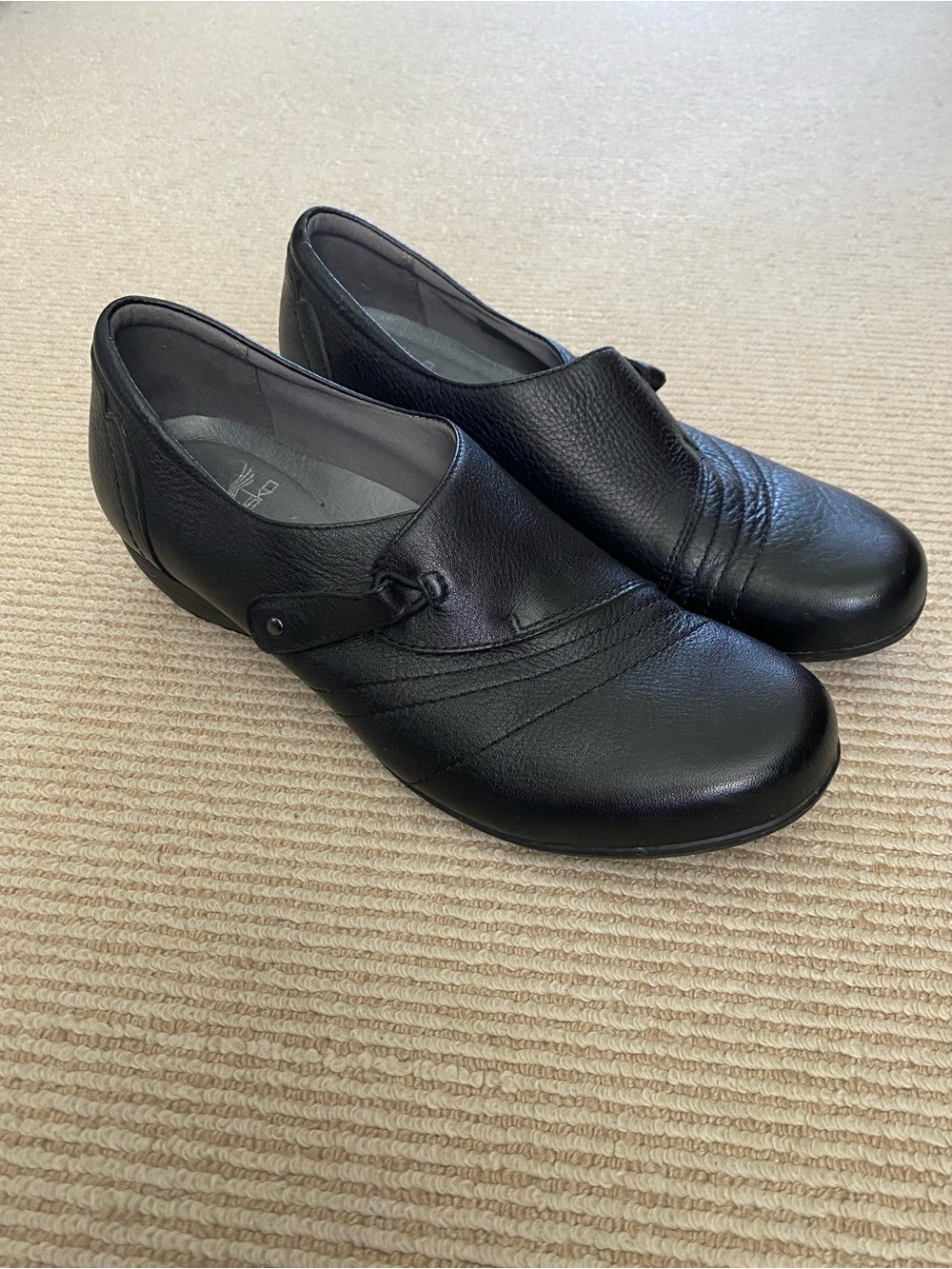 Dansko Black Leather Franny Loafers Flats Comfort Size EU 40 / US 9.5 - 10